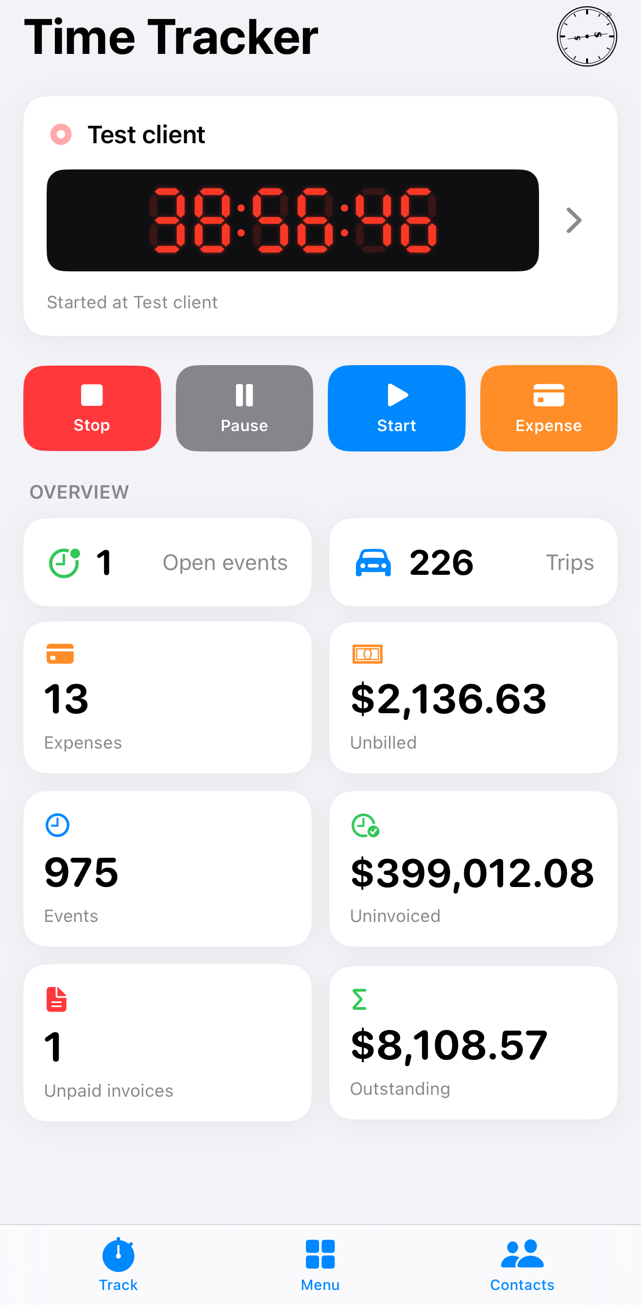 Time Tracker on iPhone