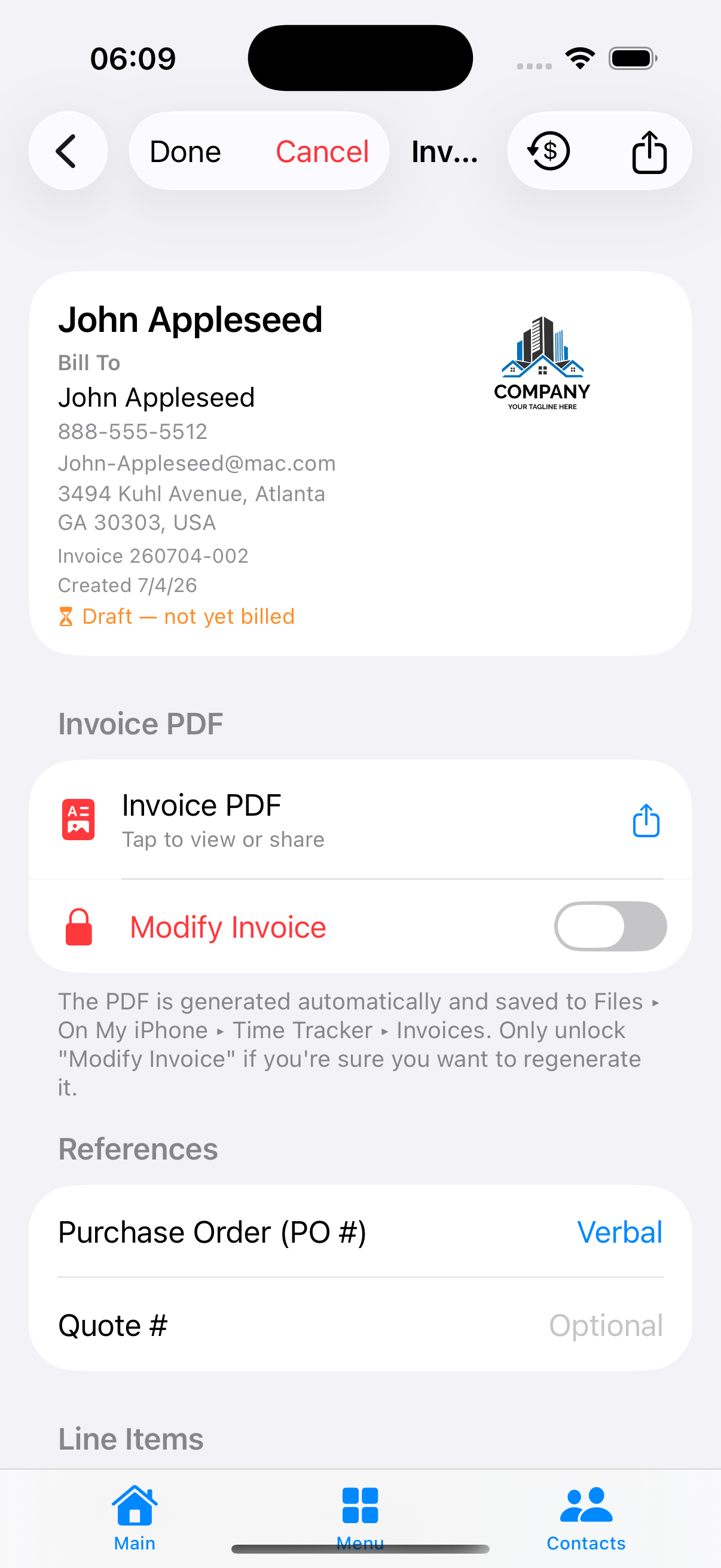 Direct-pay invoice